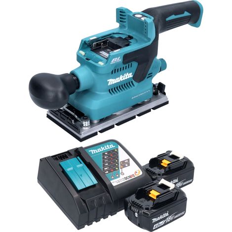 Makita DBO 380 RM levigatrice orbitale a batteria 18 V 93 x 185 mm brushless + 2x batteria ricaricabile 4,0 Ah + caricabatterie