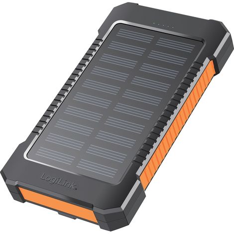 Batterie externe 6 000 mAh 10 W à cellule solaire, noir/orange (1/5)