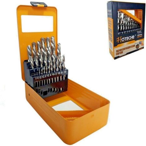Set di 19 punte per trapano HSS elicoidali da ferro misure da 1 a 10 mm Hoteche