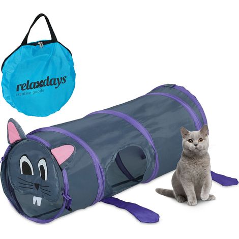 Relaxdays Cat Tunnel, Mouse Design, Foldable Pet Toy, HxD: 63 x 26 cm, Interactive Play, Round, Polyester, Colourful (1/5)