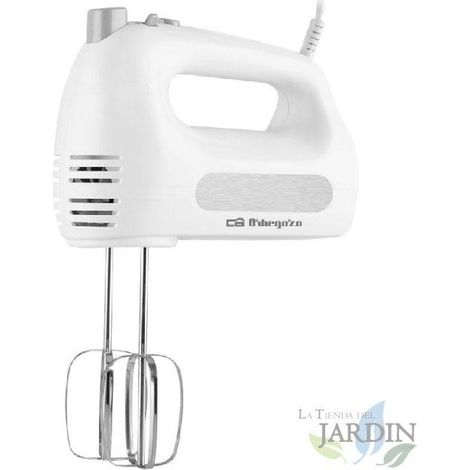 Robot Patissier Orbegozo 300W. 6 niveaux de vitesse + Turbo. Barres de mélange et de pétrissage en acier inoxydable