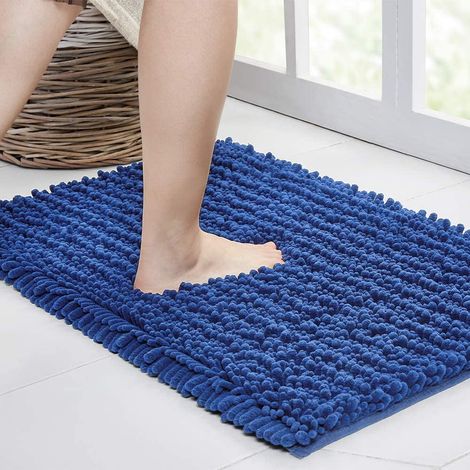 Tapis De Bain Non Glissant - Chenille À Rayures - 43 X 60 Cm - Violet Foncé - 1 Pièce (1/5)