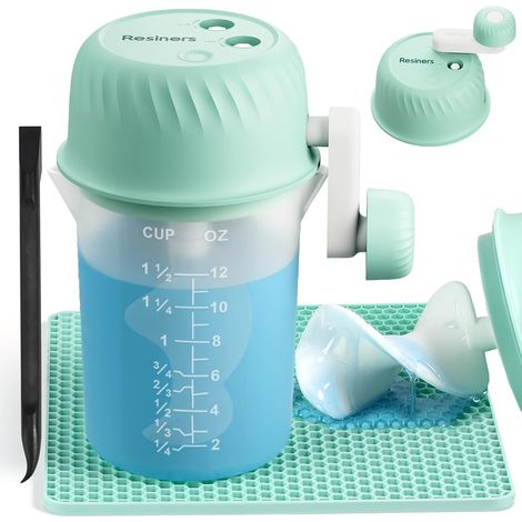Mélangeur Résine Airflow Lite, 3 VIT. Réglables, Peu de Bulles Kit Palette Mélangeur Époxy Manuel, Tapis Silicone et Gobelets, Facile à Nettoyer, Fournitures Résine Époxy Moulage (1/5)