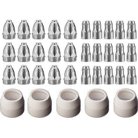 Embout d'électrode plasma P80, buse 1,5 pouce, 100 A, consommables pour torche de découpe plasma, accessoire, 35 pièces (1/5)