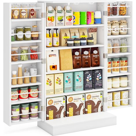 COSTWAY 41” Tall Pantry Cabinet Kitchen Storage Cabinet with Doors-White (1/5)