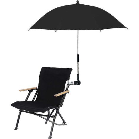Parasol de chaise avec pince universelle, protection UPF 50+, à clipser pour chaises de terrasse et de plage - noir (1/4)