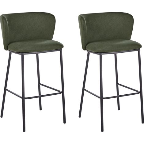 Set of 2 Bar Chairs MINA Dark Green (1/5)