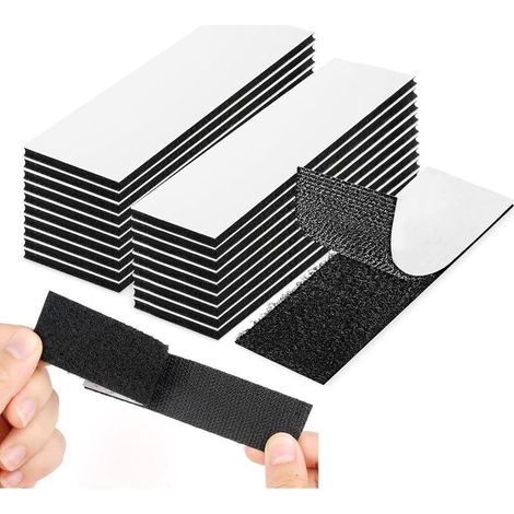 Bandes Autocollantes Double Face - Nylon Polyester - 20 mm x 100 mm - Pour Surfaces Lisses Intérieur Extérieur - 20 Pièces (1/5)