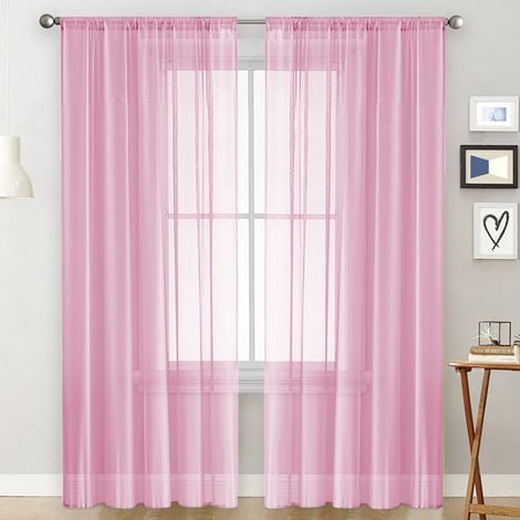 Rideaux roses perforés, ensemble de deux pièces - semi-occultants - dimensions : 106 x 213 cm - conviennent au salon, à la chambre et au balcon. (1/5)