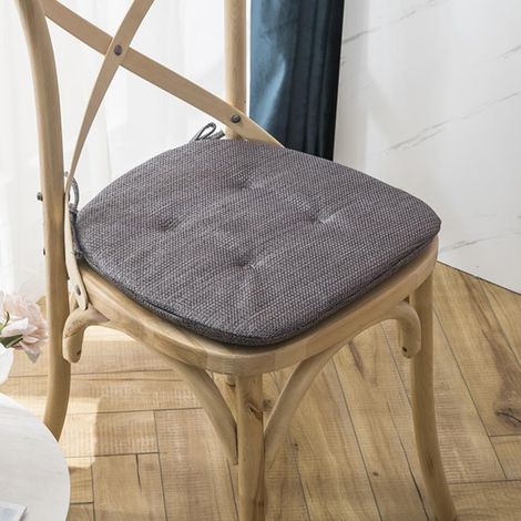 Galette chaise trapèze gris, déhoussable, lin respirant, toute saison