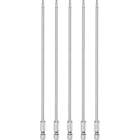 5Pcs T10 Embout Tournevis Torx 1/4" Hex Shank Longueur 8" (200mm) (1/5)
