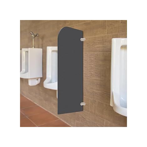 Cloison d'urinoir WC 90 x 40 cm - Montage mural - Paroi de séparation en acier inoxydable - Pour homme - Noir - Angle rond (1/5)