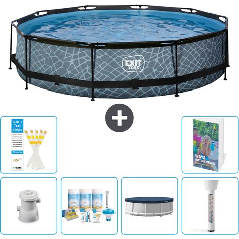 Exit Pool Rund - Steinoptik - 360x76 cm - 7-teilig S237