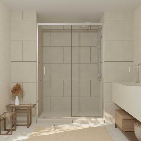 Puerta Corredera 140x200cm Vidrio Transparente Perfil Cromo CHROMED CRUSH