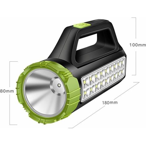 Lampe torche rechargeable à main, utilisant des LED haute luminosité, lampe à double usage, économie d'énergie intelligente, longue durée de veille pour l'extérieur et le camping
