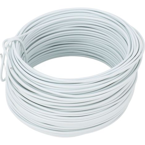 Fil de ligature en fer galvanisé de 1,2 mm de diamètre et de 28 m de longueur, coupe rond, sécable et pliable, pour l'industrie des télécommunications, blanc. (1/5)