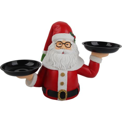 Présentoir à friandises de Noël en forme de bonhomme de neige, avec plateau et bol à fruits, en résine, pour ranger les aliments et collations lors de fêtes à la maison. (1/5)