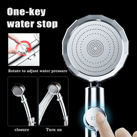 Pommeau de Douche à Hélice Haute Pression,Pommeau de Douche Pivotant à 360 °.Douchette à Main Haute Pression,Avec 1 filtre et Interrupteur de Pause Pommeau de Douche Economiseur d'eau(Violette) GrooFo (1/4)
