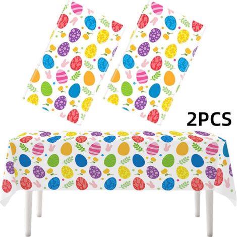 Tischdecke - Osterdekoration - Hasen- und Ei-Motiv - Partydekoration - Partyzubehör - Geeignet für Zuhause und den täglichen Gebrauch - Frühlingsfrische (1/5)
