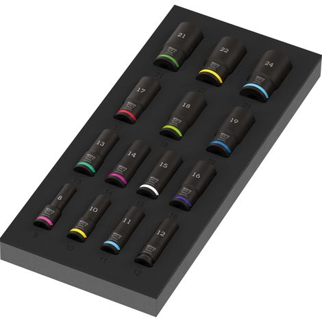 Wera 9728 Schaumstoffeinlage Zyklop B 3/8" Impaktor Deep Steckschlüsseleinsatz Set 1, 15-tlg. (1/5)