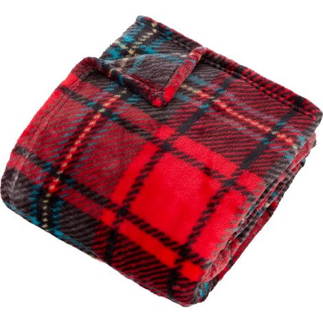Plaid Tartan en Flanelle "Brody" 130x170cm Rouge (1/2)