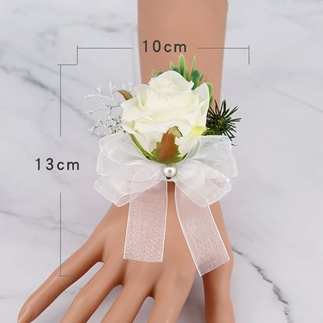 Fleurs artificielles pour poignet, corsage, accessoires de fleurs de mariage pour les mariés, les garçons d'honneur et les (1/5)
