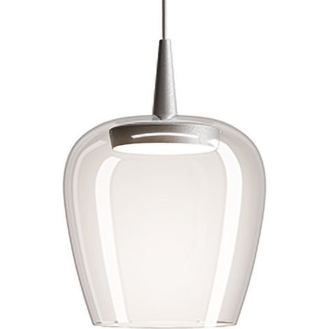 Zafferano Lampada a sospensione Bilia 230V LED 8W CRI 90 vetro borosilicato soffiato a bocca, alluminio e trasparente, diametro 18 cm, altezza 324 cm (1/5)