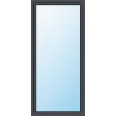 Uw 0,9 W/m²K   Terassentür PVC, 3-fach Isolierglas, weiss/titan, 1-flügelig, Dreh/Kipp, 100 x 200 cm, DIN links