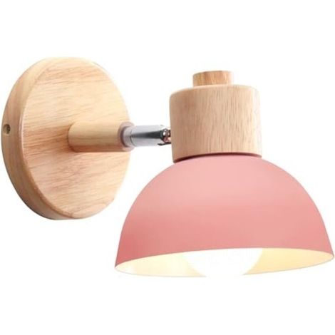 Vintage-Industrie-Wandleuchte, 15 cm, verstellbar, Retro-Holz- und Metall-Wandlampe, E27-Fassung, Innenwandleuchte für Schlafzimmer, Wohnzimmer, Flur, Restaurant (1 Stück, Rosa)