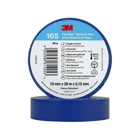 Cinta Aislante Temflex 165 PVC 19mm x 20m 3M 7100184800 Azul