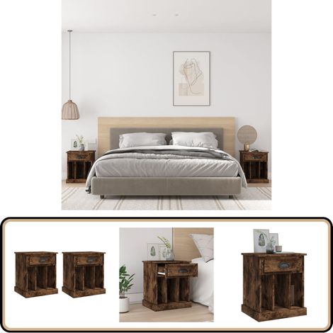 Nachttische 2 Stk. Räuchereiche 43x36x50 cm - Nachttisch - Wohnzimmer - Beistelltisch - Holzmöbel - Schlafzimmermöbel
