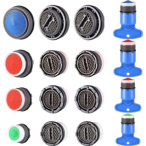 Roleader – Lot de 16 aérateurs de robinet – Économiseur d'eau avec finition métal – Débit max agréable – Compatible mitigeur cuisine et lavabo (1/5)