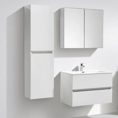 Ensemble de meubles salle de bain design SIENA largeur 80 cm blanc laqué Sans