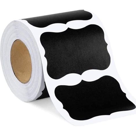 Etichette adesive effetto lavagna, in plastica, nere, 5,5 x 3,5 cm, forma irregolare, 300 fogli. (1/5)