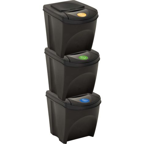 Contenitori impilabili 3 pezzi antracite 75 l 020006079