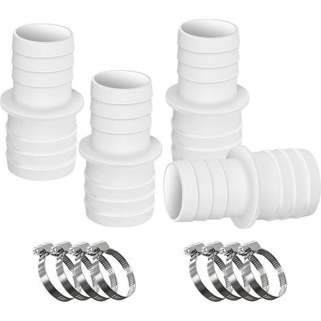 Lot de 4 raccords de tuyau de piscine de 32 à 38 mm de diamètre avec 8 colliers de serrage, adaptateur de réduction de tuyau pour piscine, jardin (1/5)