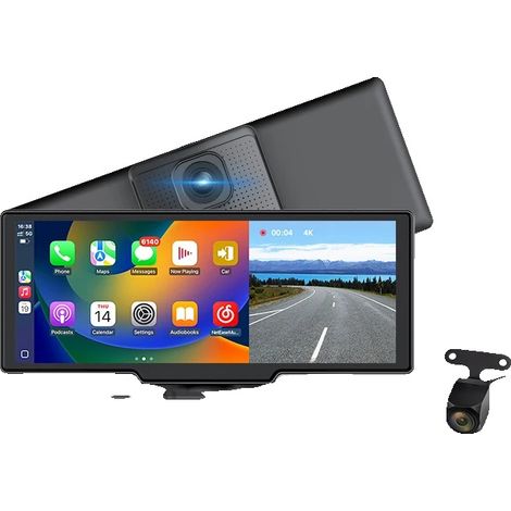 Caméra de tableau de bord, Double objectif 4K, Écran tactile IPS de 10,26", CZ12-GPS-Caméra arrière, Pas de carte TF-d (1/2)