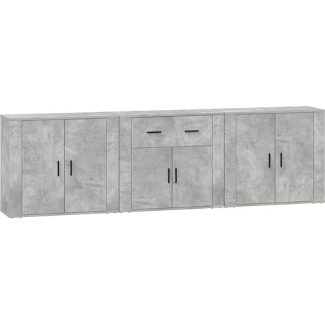 Credenza buffet cassettiera mobile contenitore organizer cucina soggiorno soggiorni 3 pz derivati del legno grigio 020037123