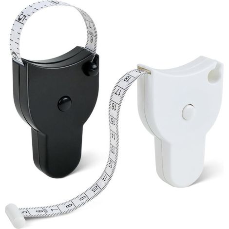 Lot de 2 mètres ruban de couture, ruban de mesure double face pour le corps, ruban de mesure rétractable pour mesurer la longueur, le tour de poitrine et le tour de taille, noir et blanc (1/5)
