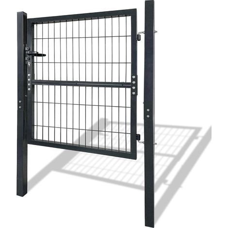 Hengmei – Portillon de jardin en acier galvanisé 100 x 100 cm – Résistant aux intempéries – Design élégant – Couleur anthracite (1/5)