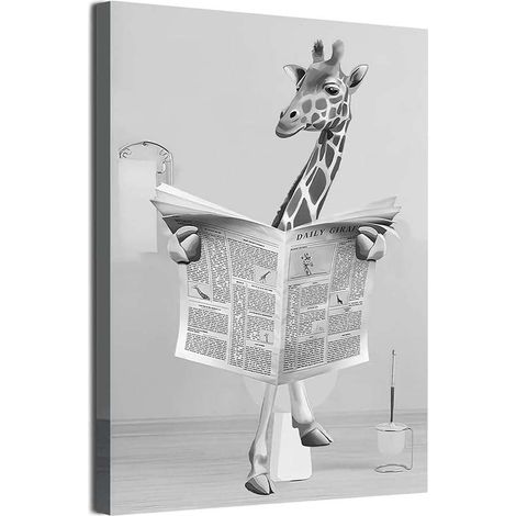 Bildposter für die Wand Giraffe im Badezimmer 60 x 90 cm schwarz/weiß 2 Stück.