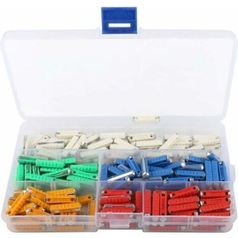 Fusible torpille, fusible torpille de voiture 200 pièces, fusible torpille de voiture avec boîte de rangement et fusibles de voiture Continental (5A/8A/10A/16A/25A)