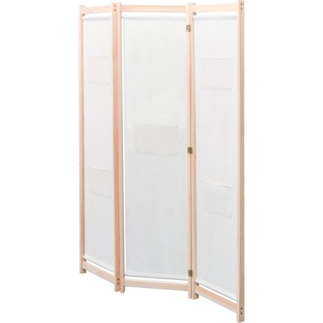 Paravent Cloison de séparation 3 panneaux, Pour Jardin, Balcon, Terrasse Crème 120x170x4 cm Tissu OIB2044E (1/5)