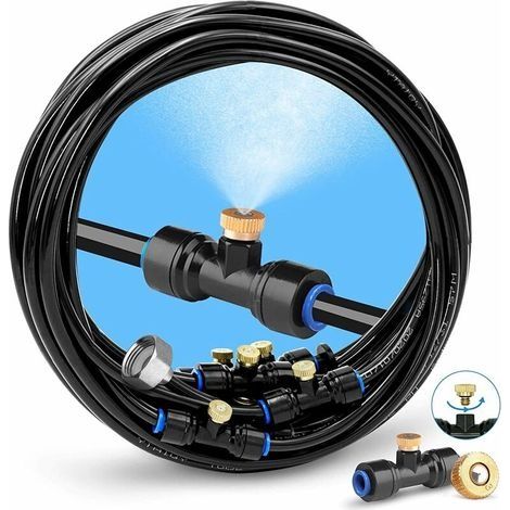 – Brumisateur extérieur 8m avec 7 buses – Tube en PU résistant aux UV – Adaptateur laiton pour connexion durable (1/3)