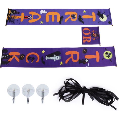 Halloween Decorations Porch Trick Or Treat Washable Party Supplies for Door Outside YardPurple (1/5)
