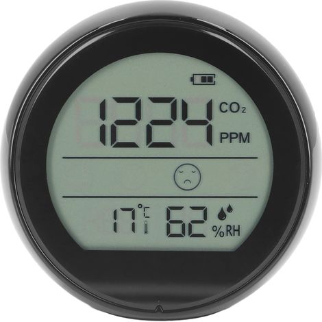Détecteur CO2 P8 infrarouge moniteur dioxyde de carbone qualité air thermohygromètre température humidité laboratoire noir (1/5)