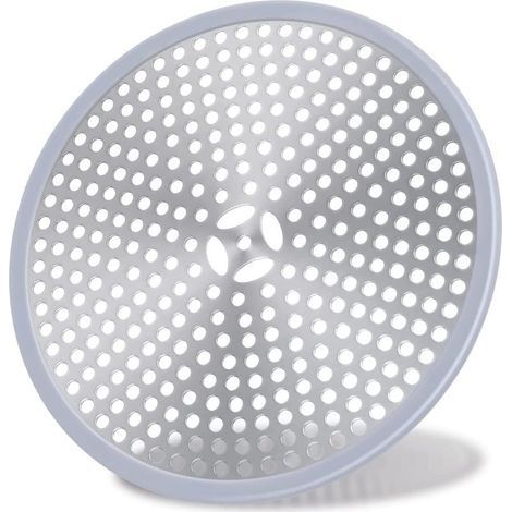 Drain de Douche, Filtre de Cheveux, Filtre pour bonde de Douche, Grille Douche Anti Cheveux, Couverture de Drain Filtre à Évier, Attrape-Cheveux Douche Drain - Acier Inoxydable Argent et Silicon (1/5)