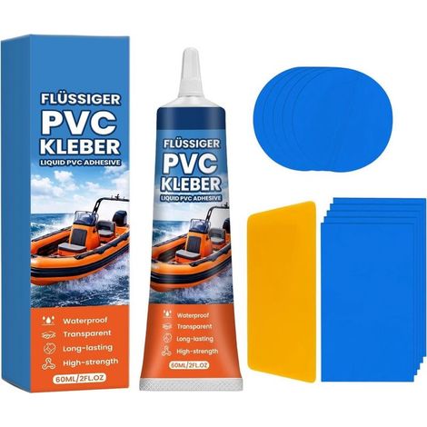 Kit Réparation Piscine 60ml, Colle PVC Étanche Transparente pour Liner, Spa, Bateau et Bouée (1/5)