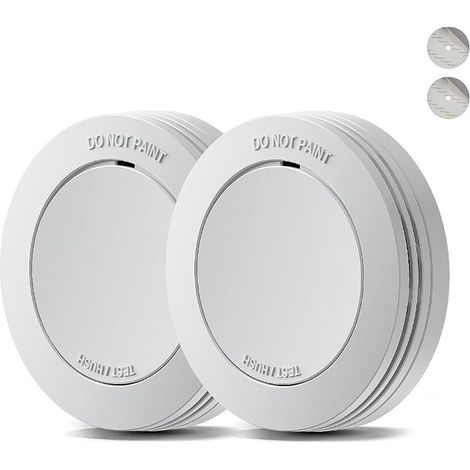 Détecteur de fumée Autonome,Batterie 10 Ans,Alarme 85 DB, Ultra-Fin, sans LED Clignotante,Fonction silencieuse, avec tampons adhésifs (1/4)