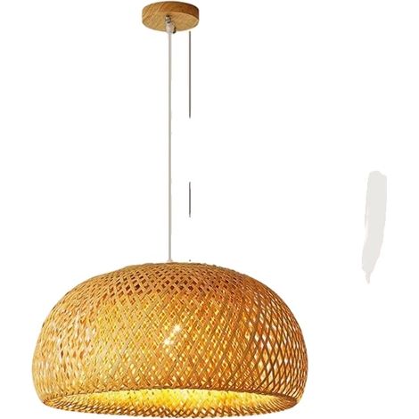 Suspension en bambou et rotin, style japonais, base E27, économe en énergie (1/2)